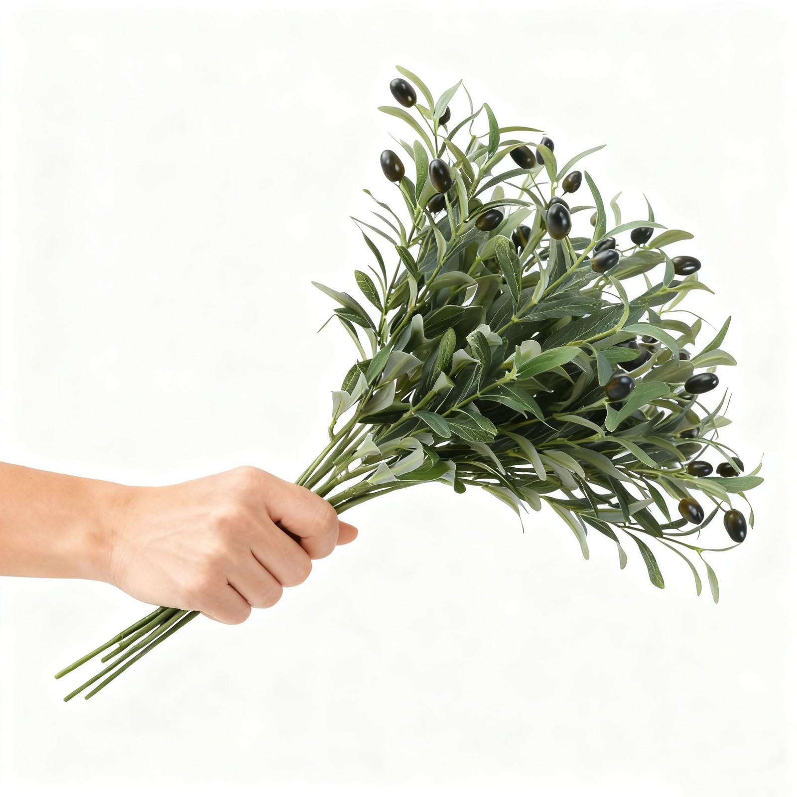 5 Pcs Faux Olive Branches – 18.5 Inch Artificial Olive Tree Branches with Fak…