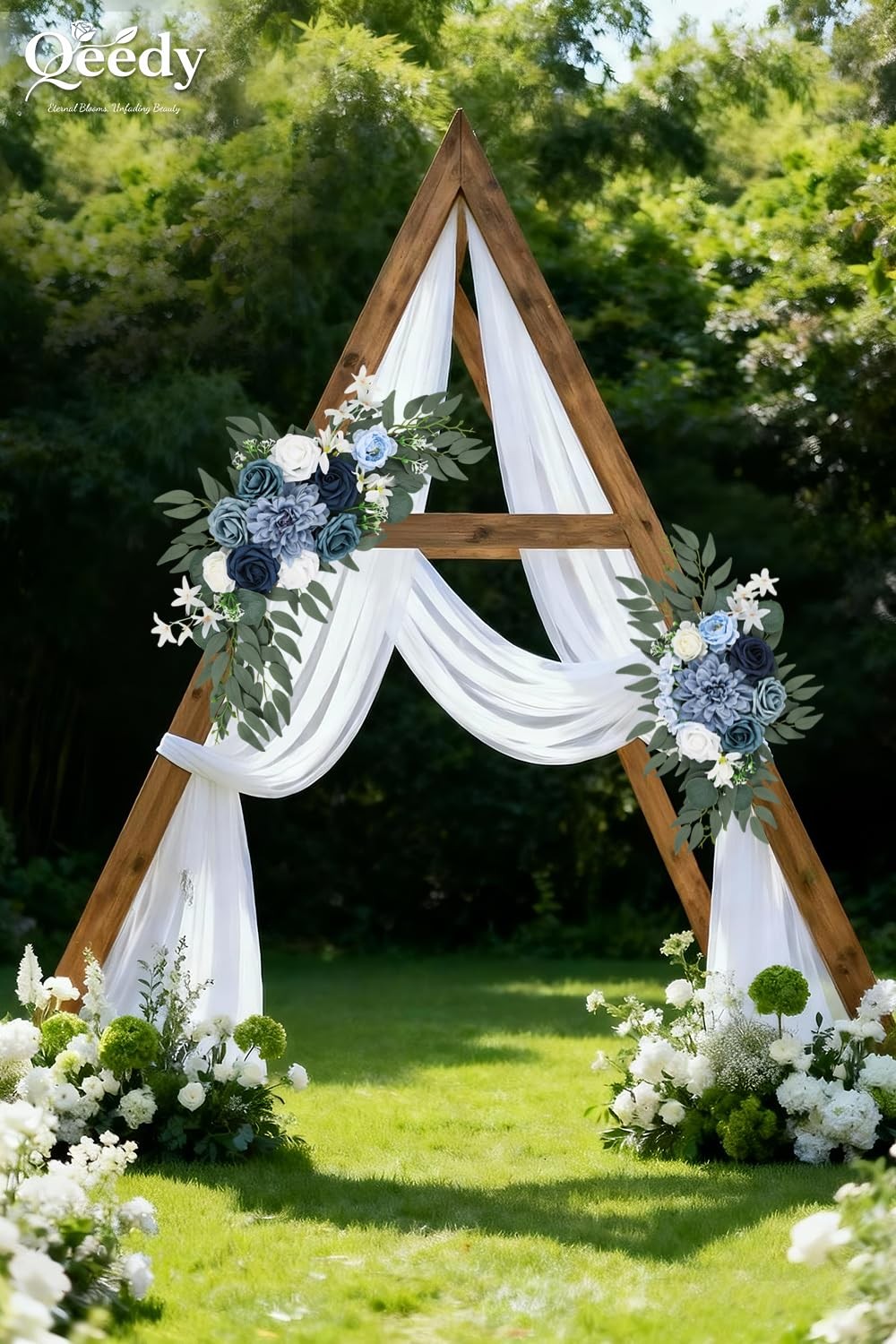2 PCS Wedding Arch Flower Dusty Blue Artificial Ceremony Backdrop Arrangement