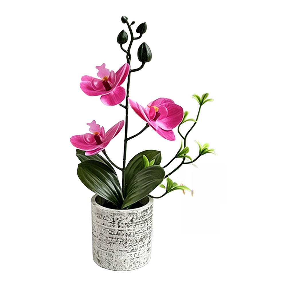 Realistic Artificial Butterfly Orchid Potted Plant 25.5cm for Wedding Decor