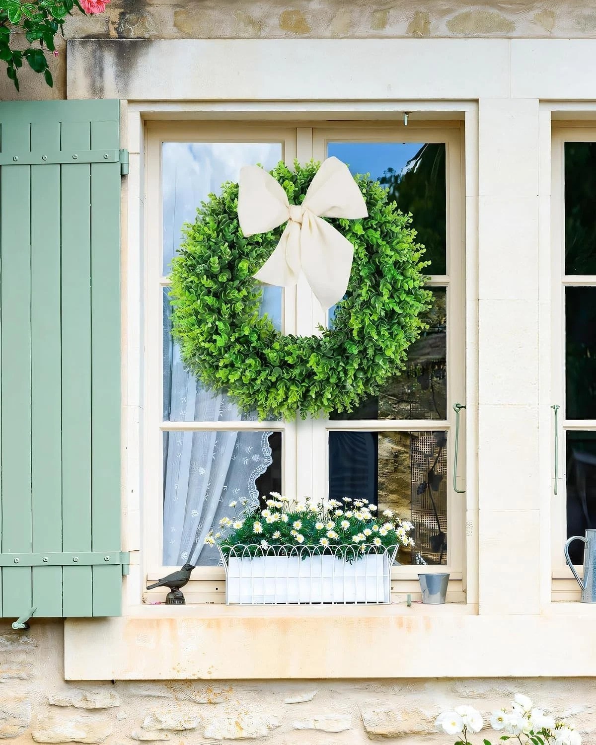 Elegant 20” Boxwood Wreath – Versatile Indoor/Outdoor Seasonal Decor