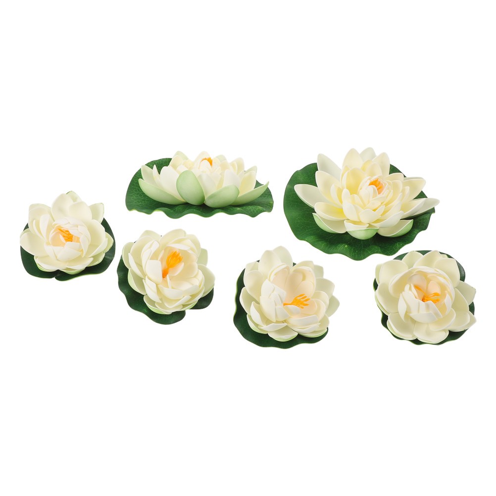 6Pcs Reusable Foam Lotus Flowers Floating Water Lily Pads for Garden Pond Decor