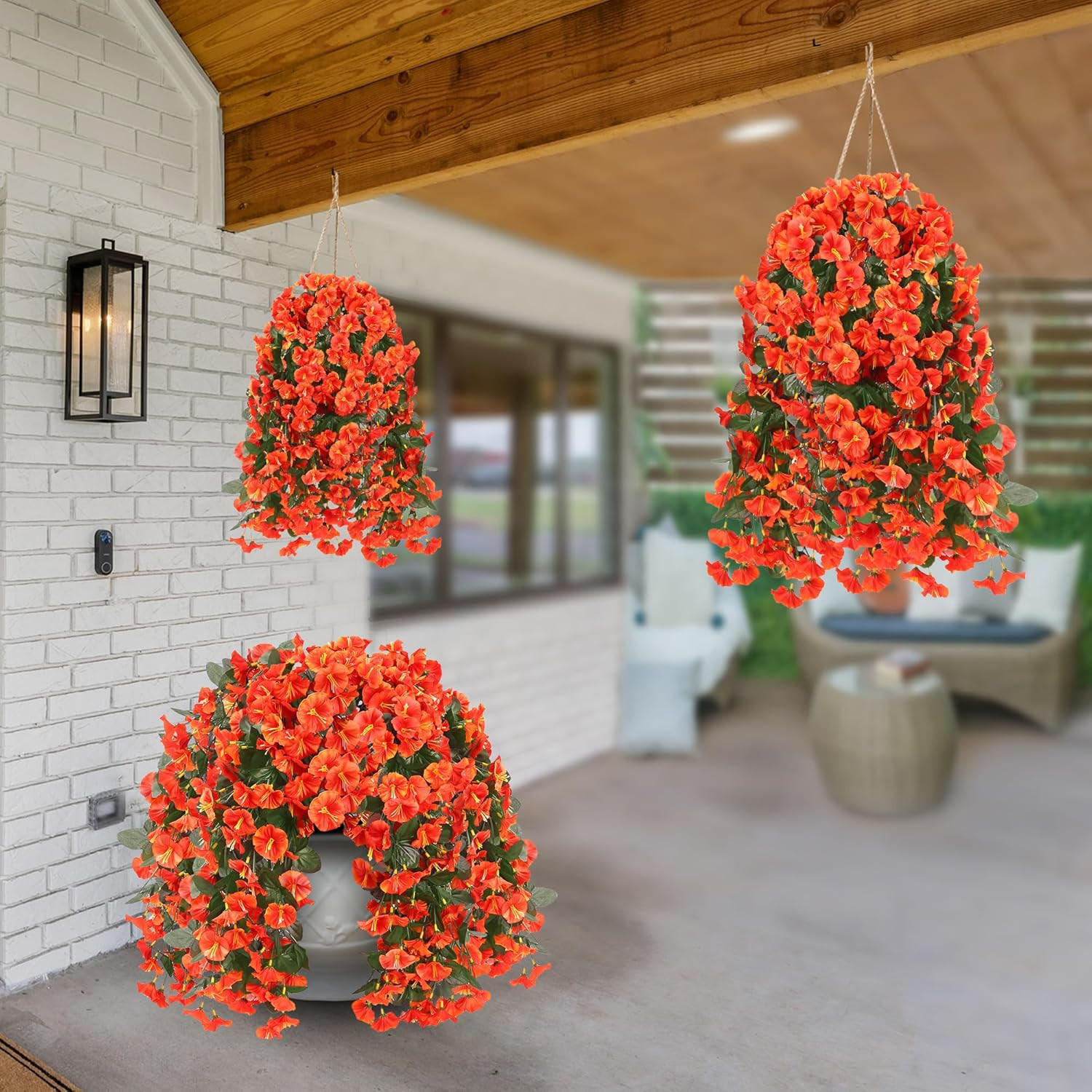 Artificial Fake Hanging Flowers Plants for Outdoor outside Spring