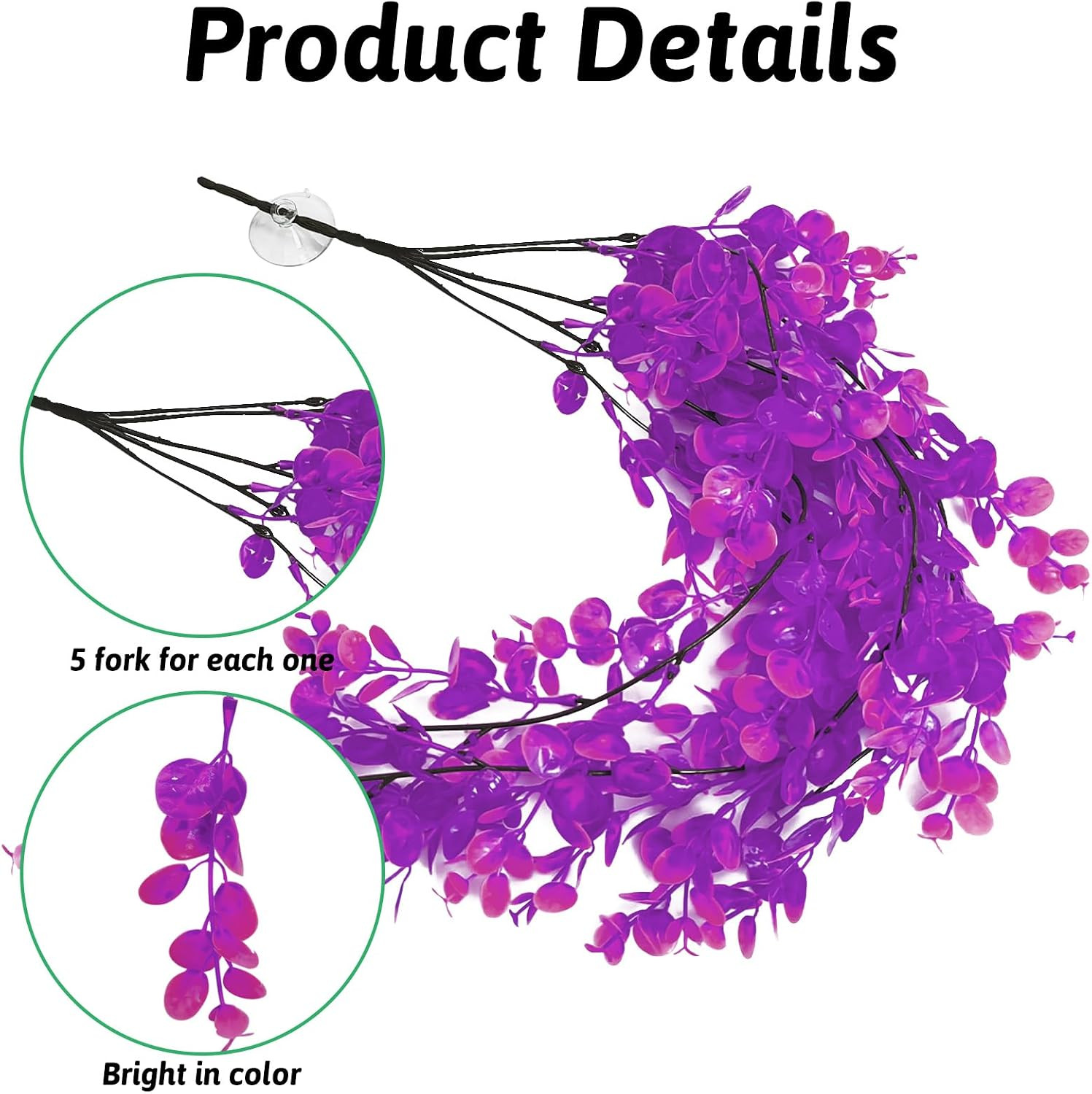 Fake Reptile Plants 2 Pack Hanging Fake Plants, Plants for Reptiles with Suction