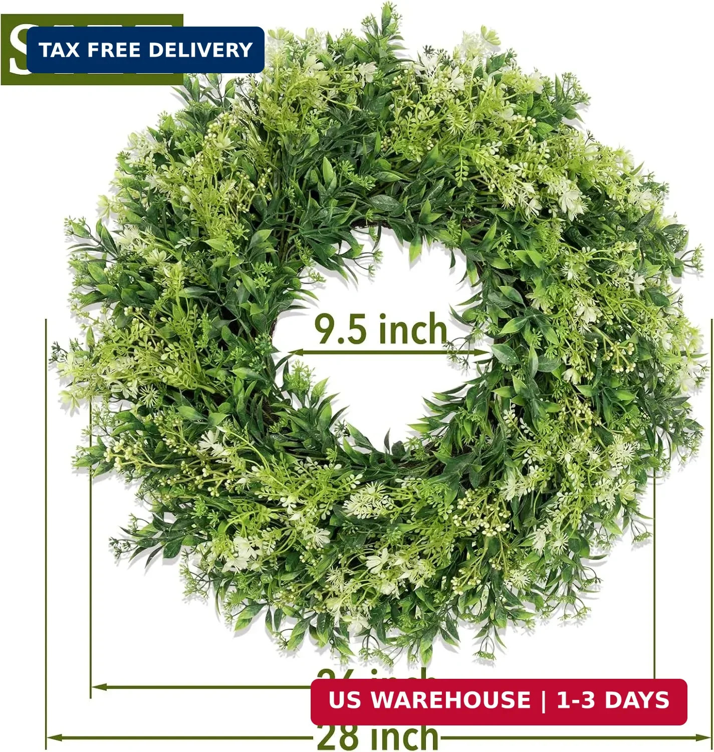 28 Inch Large Eucalyptus Wreaths for Front Door Artificial Green Leaves Greenery