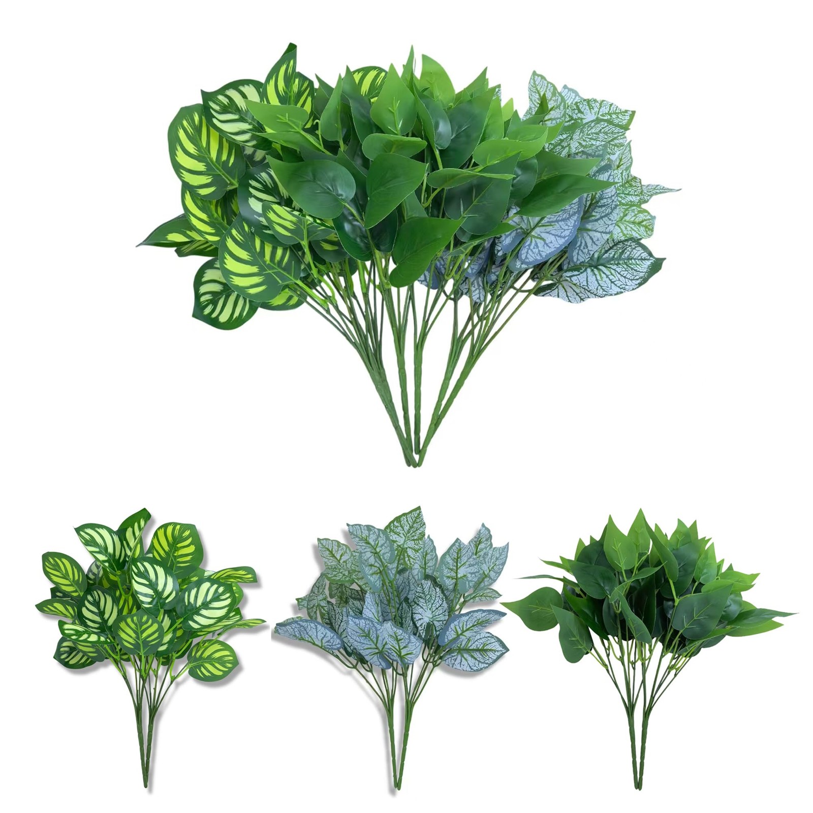 6 Bundles of Artificial Green Plants, Artificial Greenery, Fake Floral Plants…