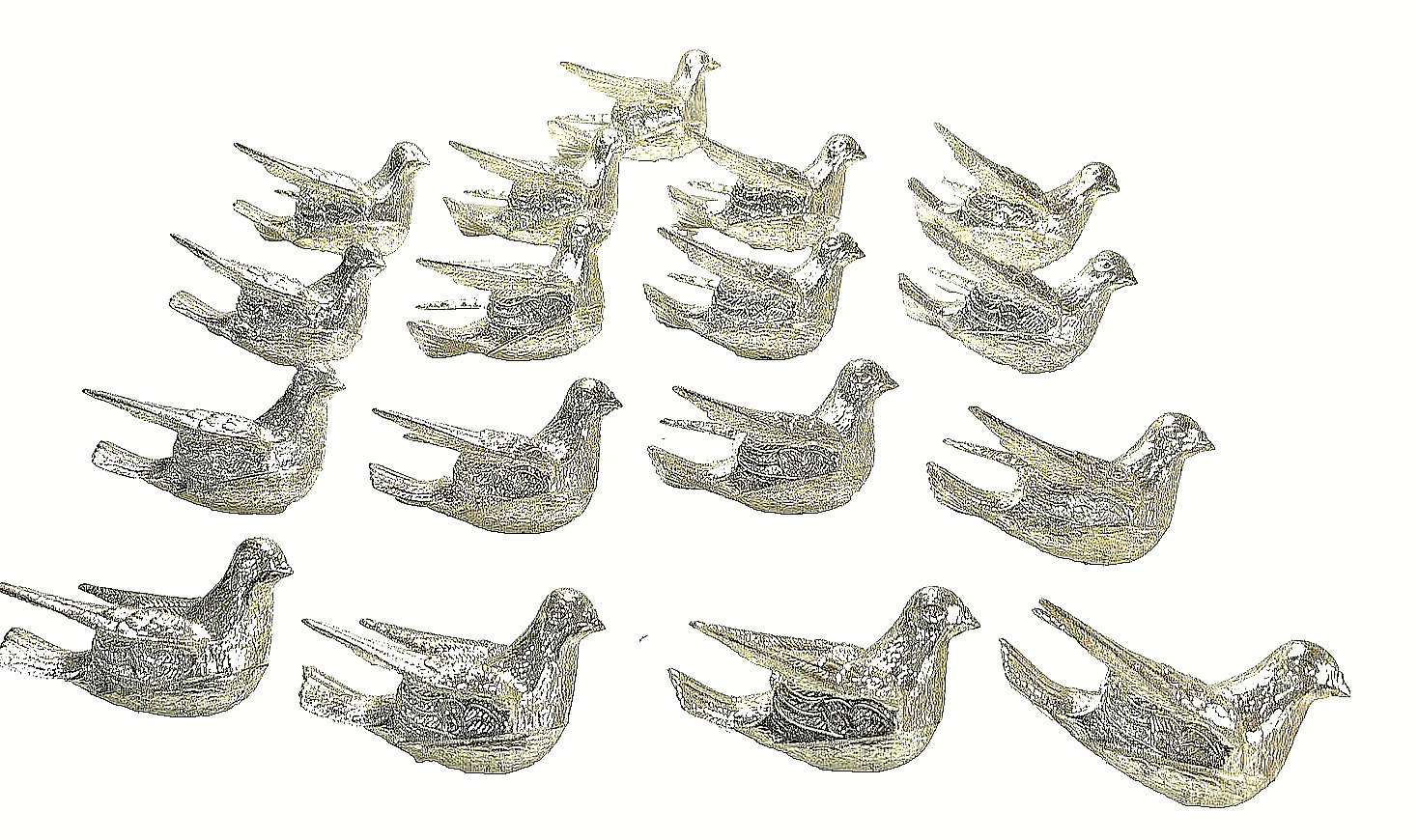 Gold Doves 4×3 inches Lot of 17 perfect for holidays or weddings