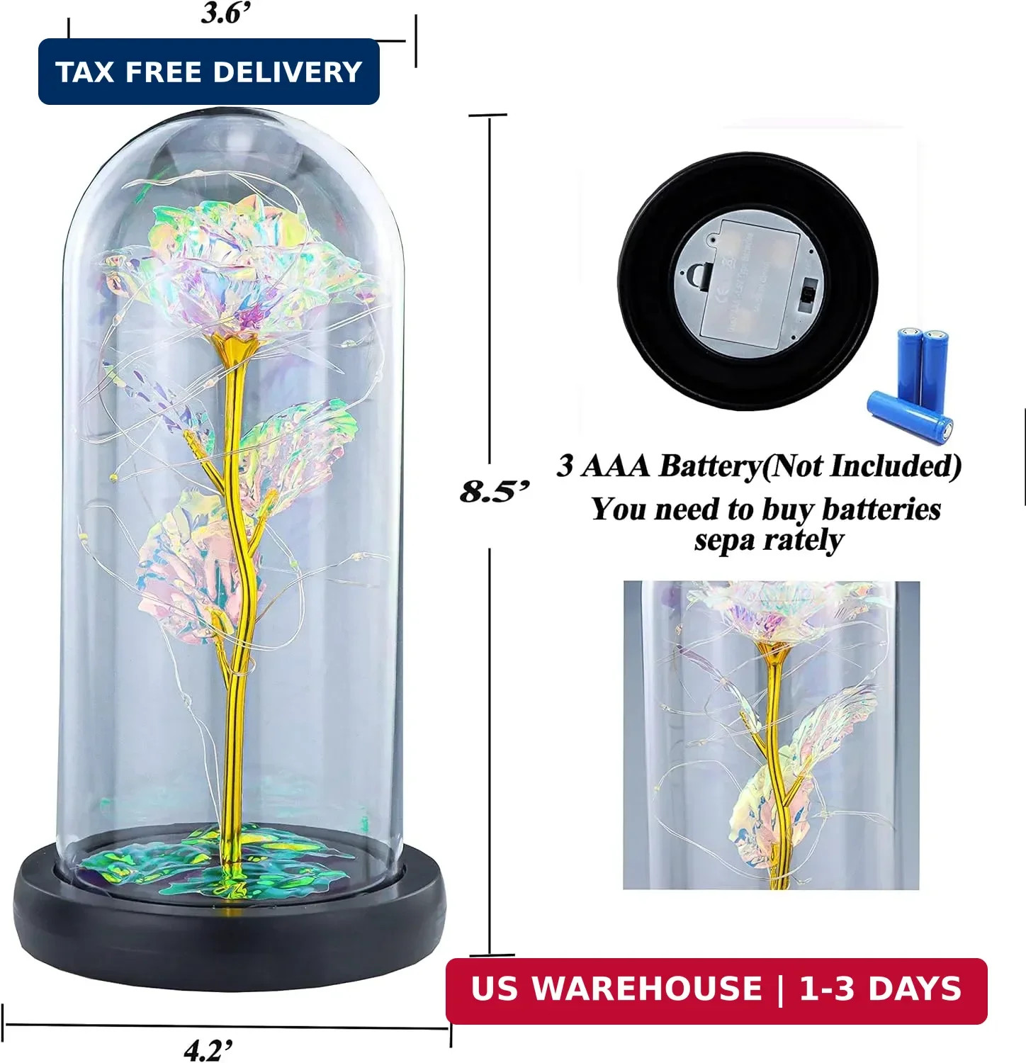 INOGIH Galaxy-Artificial Rose-Flowers-Forever Enchanted Rose with Colorful LED L