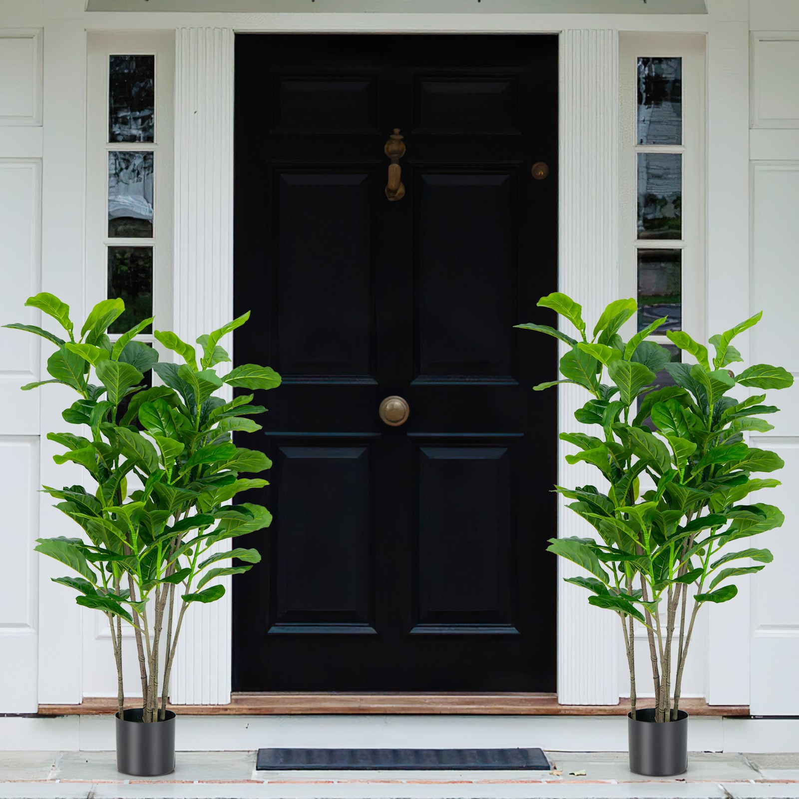 2-Pack 51″ Artificial Fiddle Leaf Fig Tree Home Office Greenery Plant Decoration