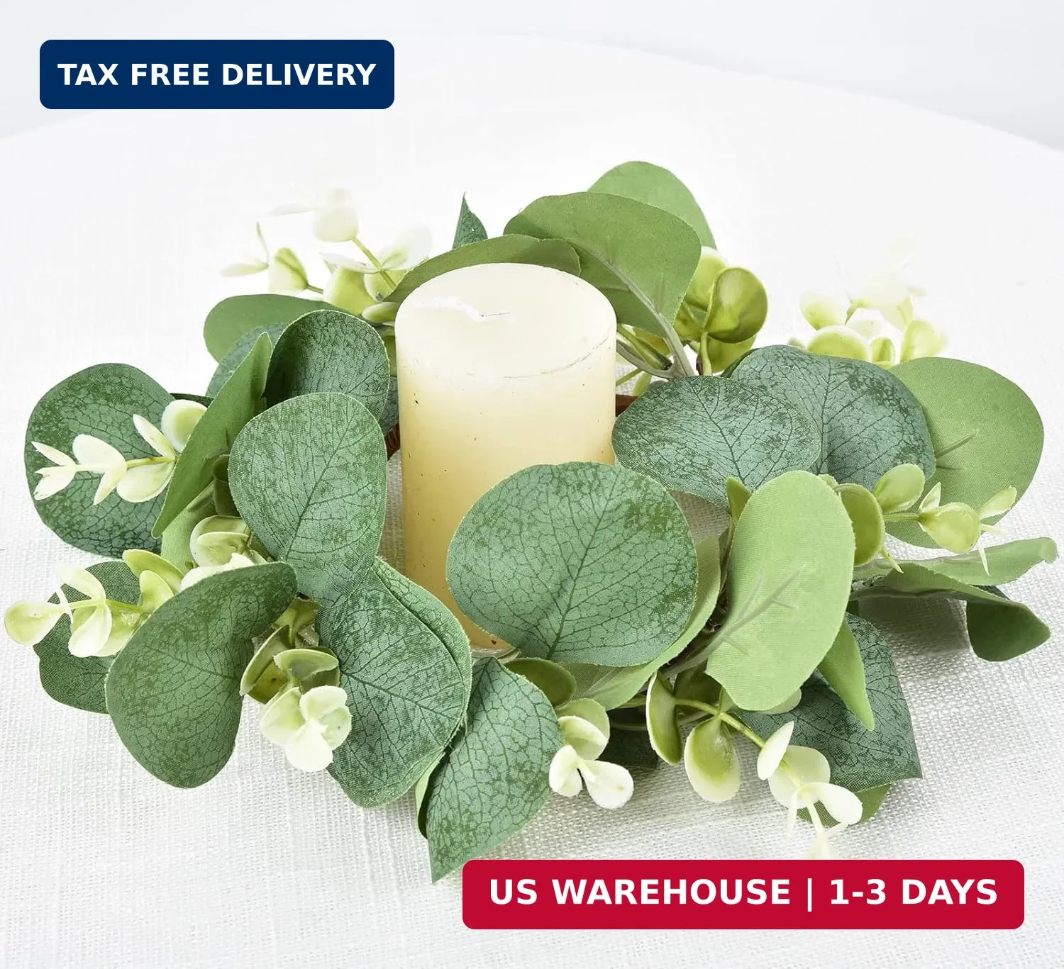 LSKYTOP 4Pcs Eucalyptus Wreath Faux Kitchen Cabinet Wreaths Artificial Greenery