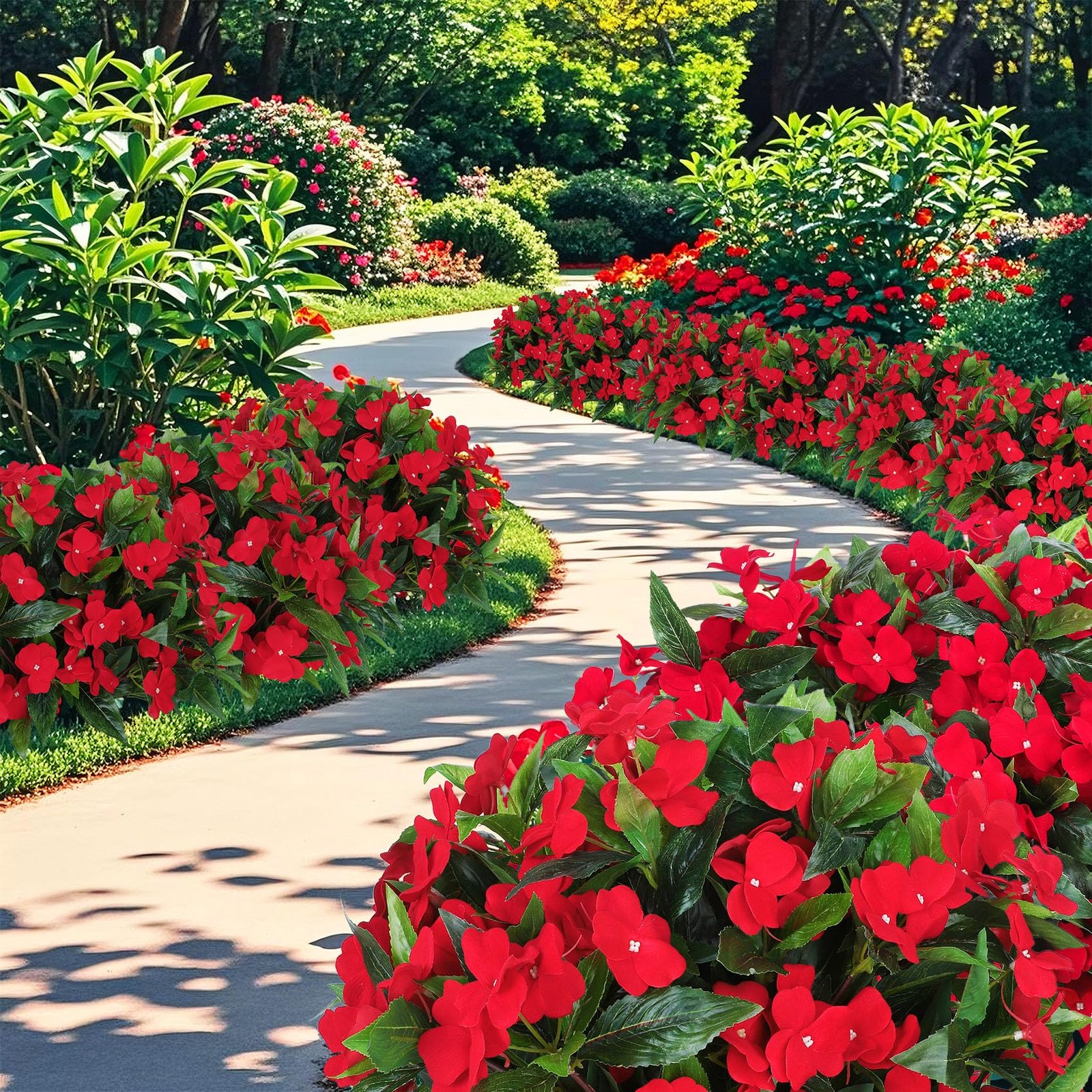 6 Bundles Artificial Impatiens Flowers for Outdoors Decoration, Silk Flowers …