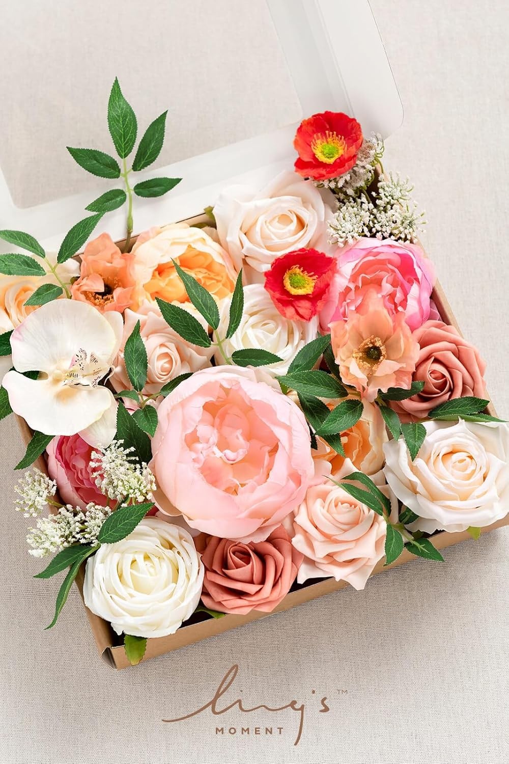 Artificial Flower Box Set Aromatic Coral DIY Wedding Bouquet Centerpieces