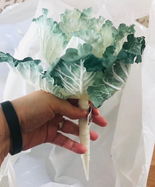 Faux Floral Ornamental Cabbage Set 8 Green Large 11.5 Farmhouse Garden Easter🦩