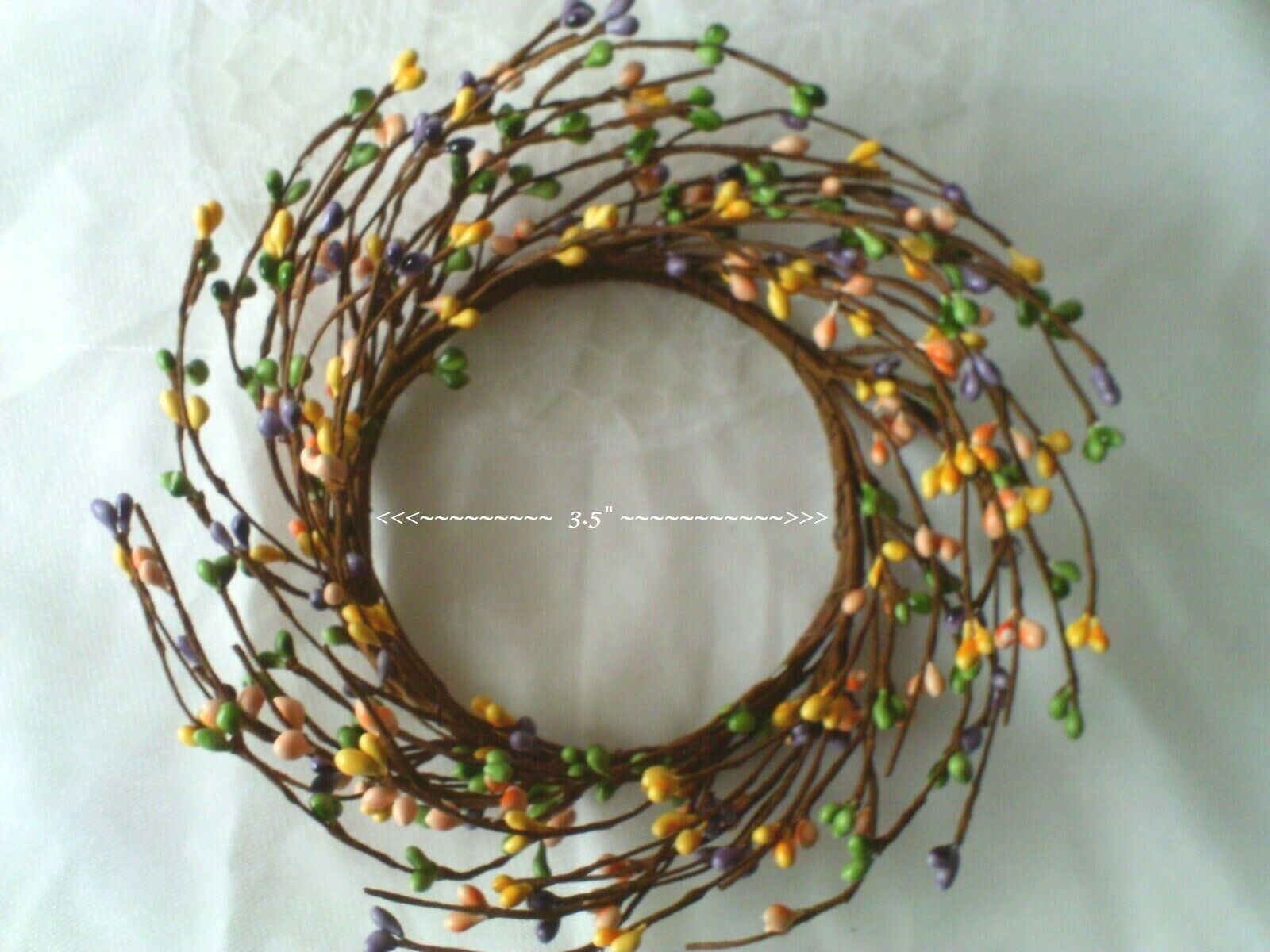 NEW PRIMITIVE Berry Candle Ring 3.4″ GREEN PINK YELLOW LAVENDER Pips Cottage