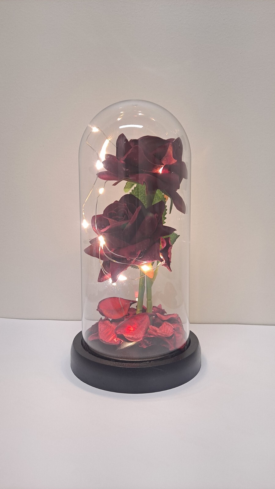 Preserved Eternal Rose Dome with LED lights Birthday Valentines Day Gif