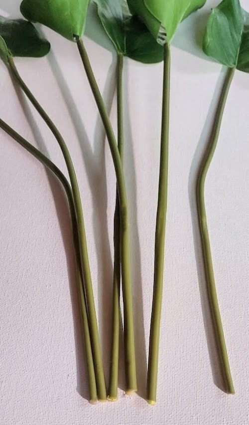 Real touch anthurium leaves with stems