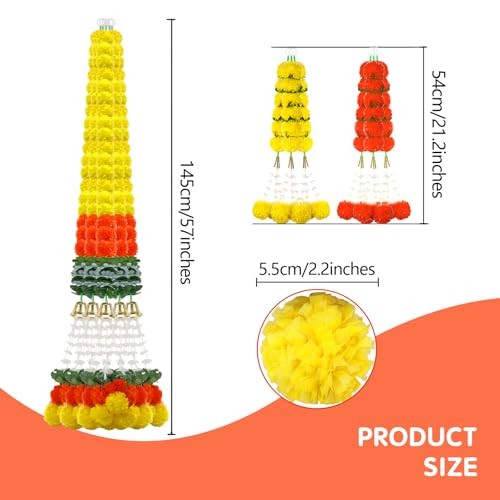 11PCS Diwali Decorations Marigold Garland for Home, Artificial 11pcs Yellow