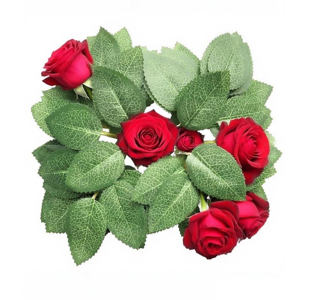 50pcs Artificial Green Leaves Rose Leave Artificial Greenery Fake Rose Flower…