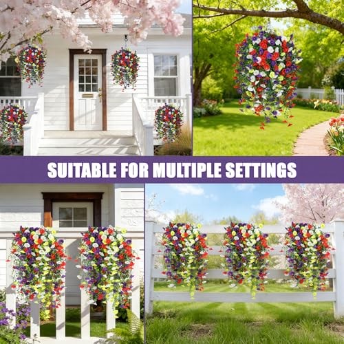 Artificial Flowers for Outdoors, Fake Flowers Purple&red&white&yellow-10b