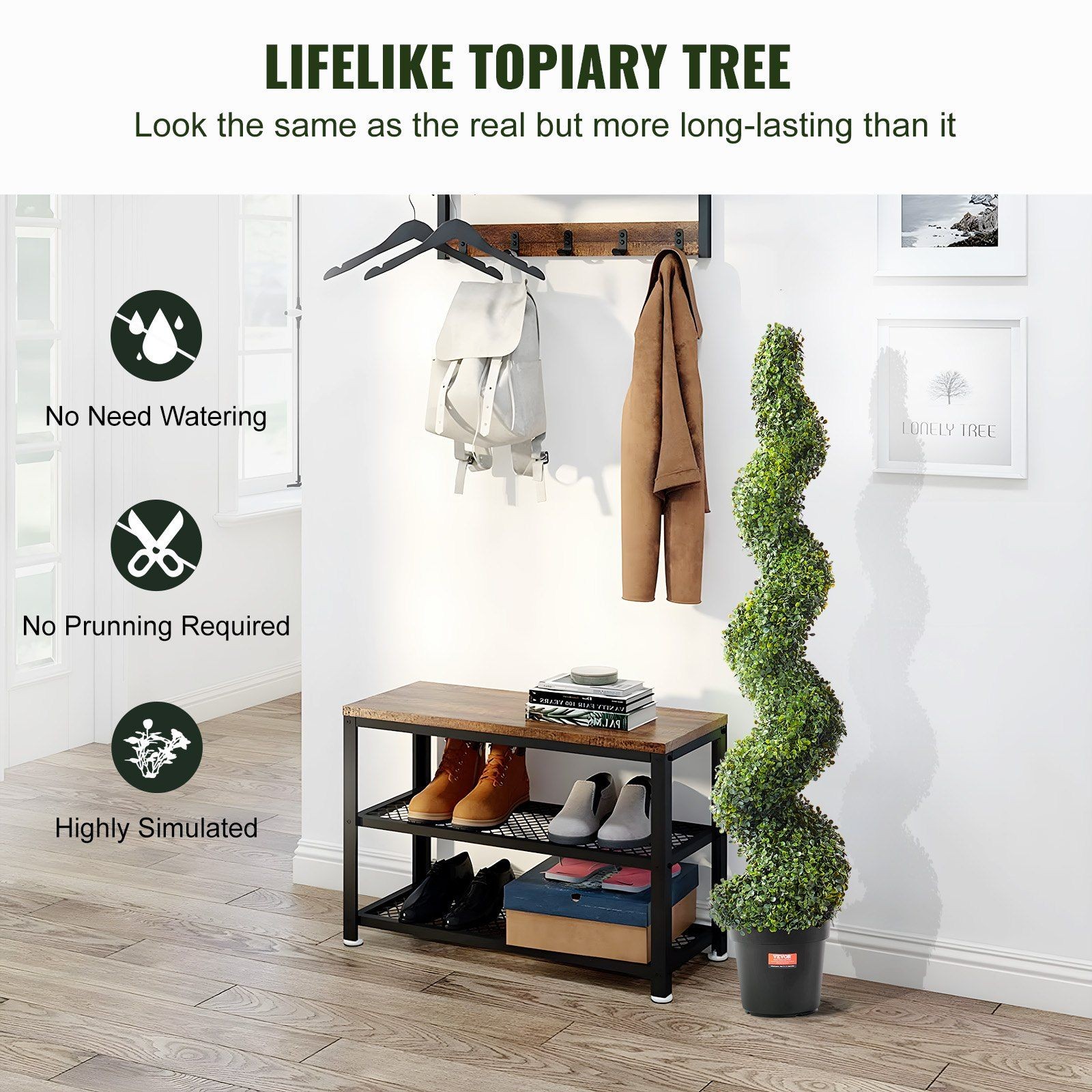 2Pack 5ft Synthetic Boxwood Spiral Topiary Fade Resistant Decoration