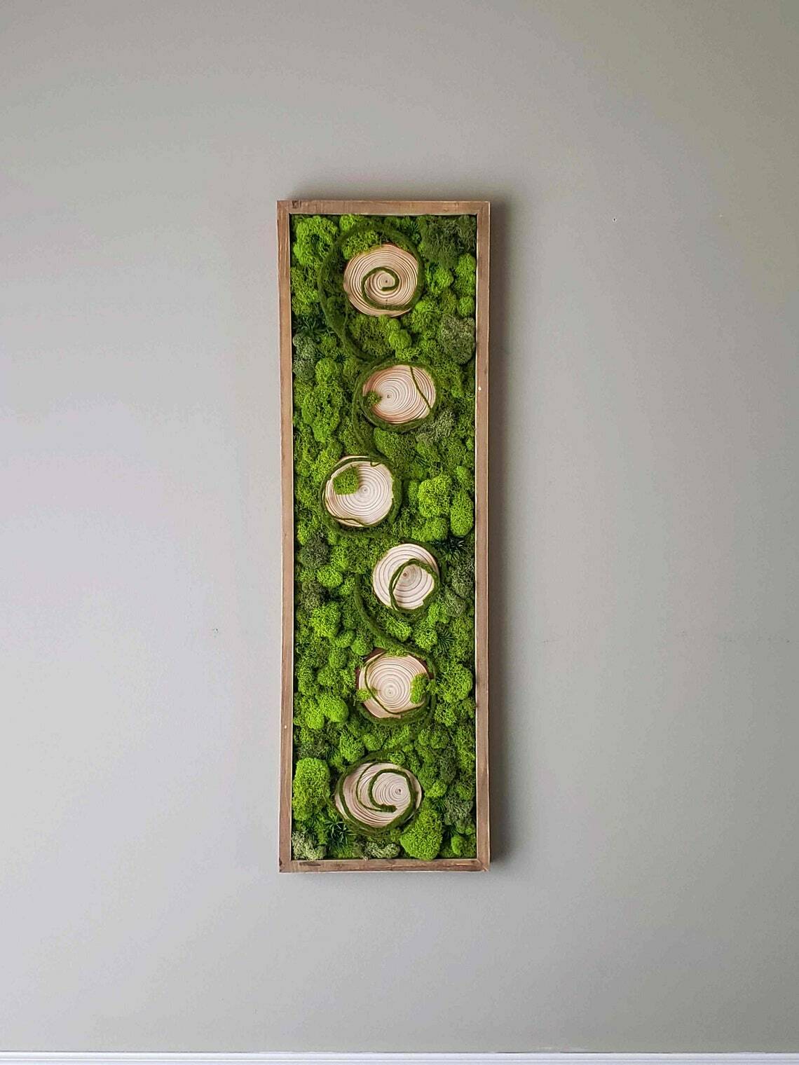 Moss Wall Art, Wood frame, Moss Art Work, Preserved Moss Art 32 inch * 10 inch