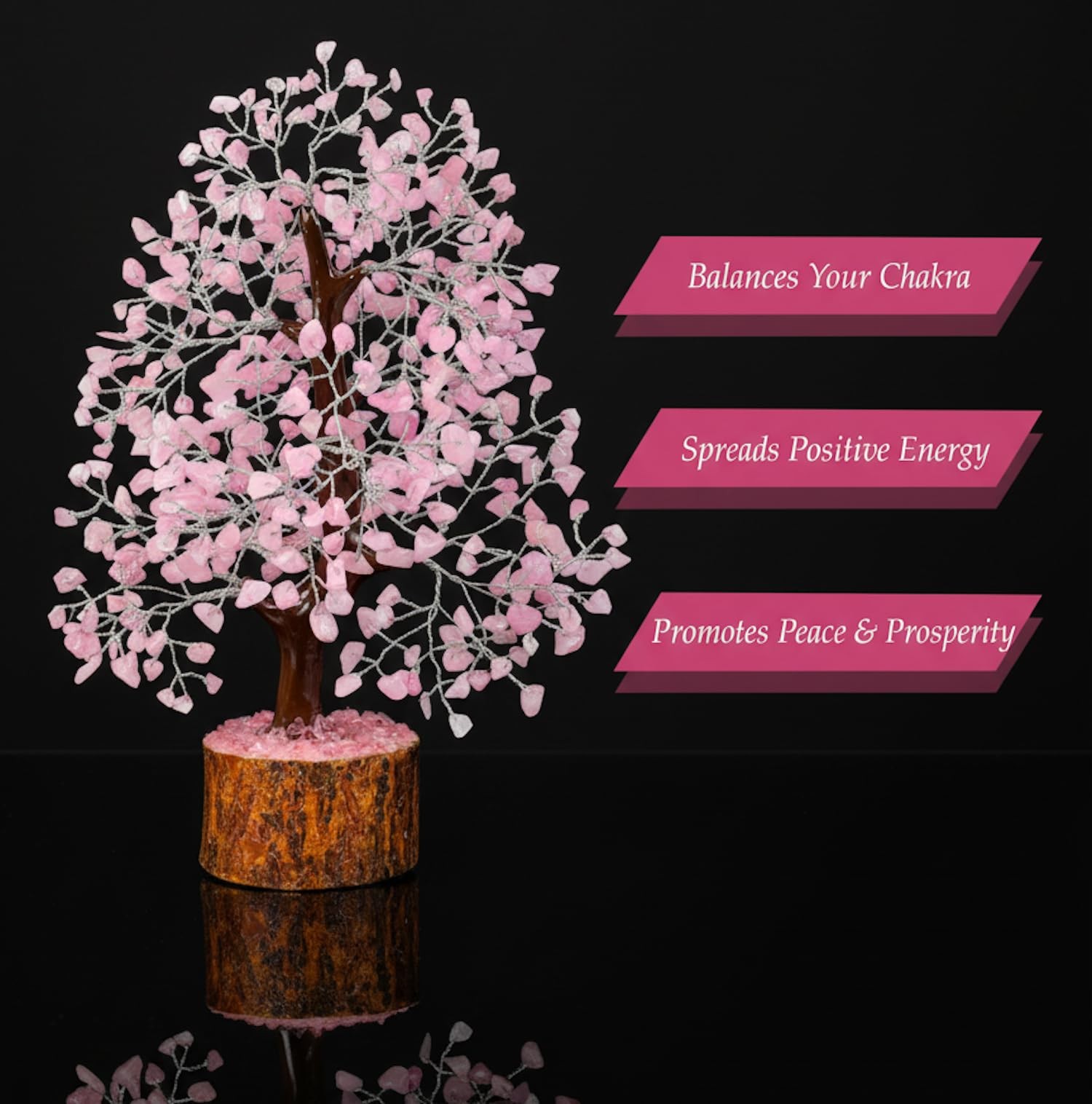 Rose Quartz Crystal Tree, Silver Wire Feng Shui Gemstone Tree, Chakra Healing…
