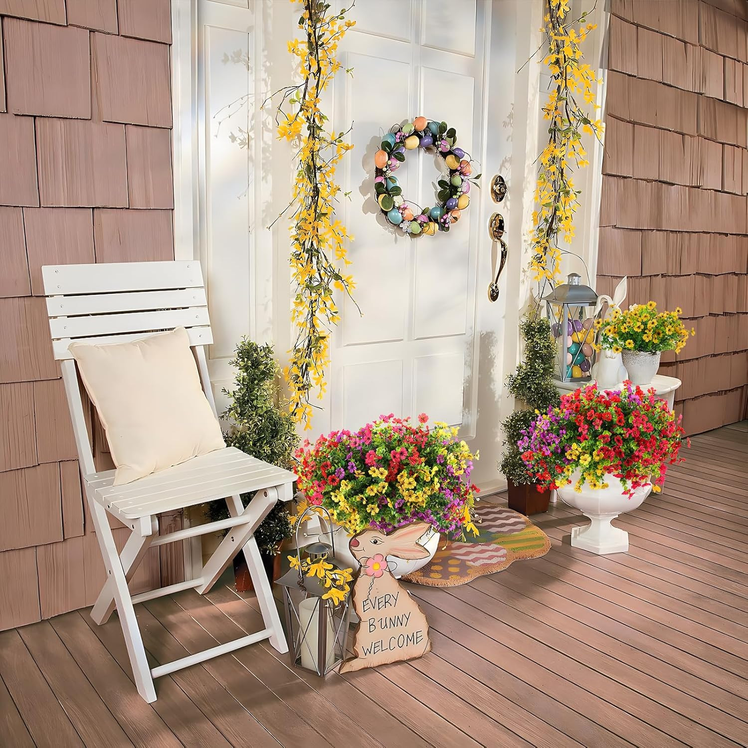 Rowfad 36 Bundles Artificial Flowers Outdoors UV Resistant Fake Plastic Spring M