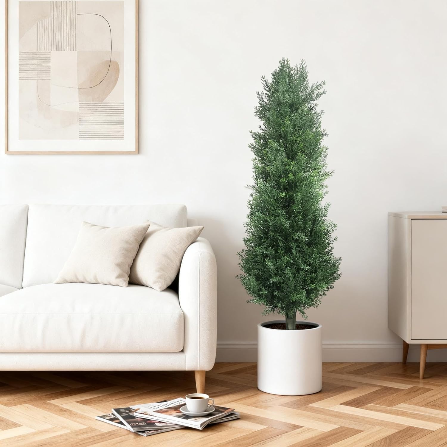 Garvee 2Pcs Artificial Cedar Topiary Trees Outdoor,Realistic Faux Cypress Plants