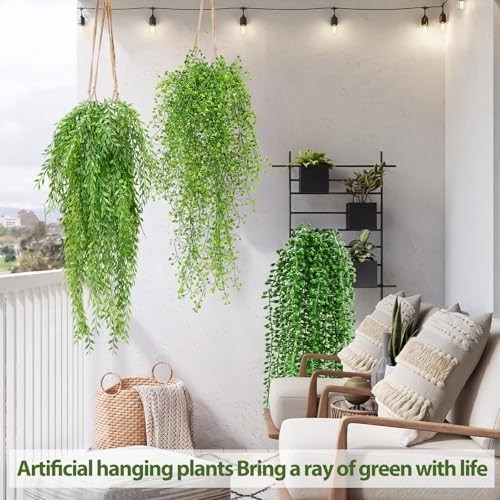 Daifunli Pcs Artificial Hanging 12 Mandala,Willows,Fuchsia,String of Pearls