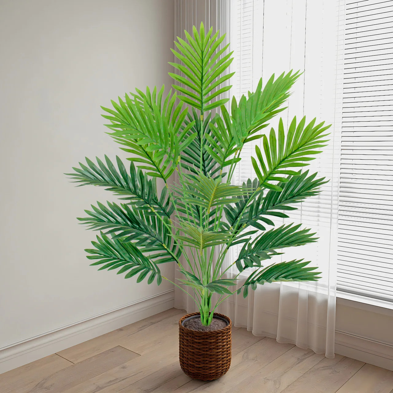 88cm 24 Leaves Large Artificial Palm Tree Tropical Fake Plant For Indoor Outdoor