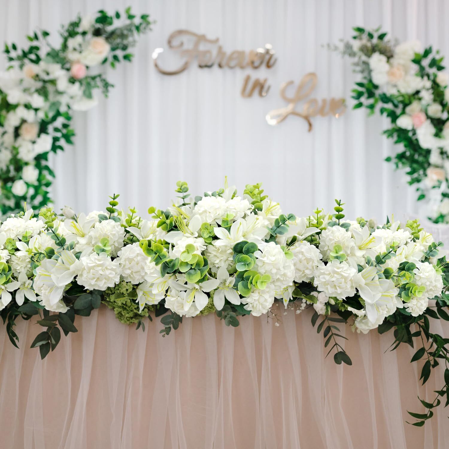 4 Bundles Artificial 20 Chrysanthemum Balls with Lily Flowers Fake Silk White