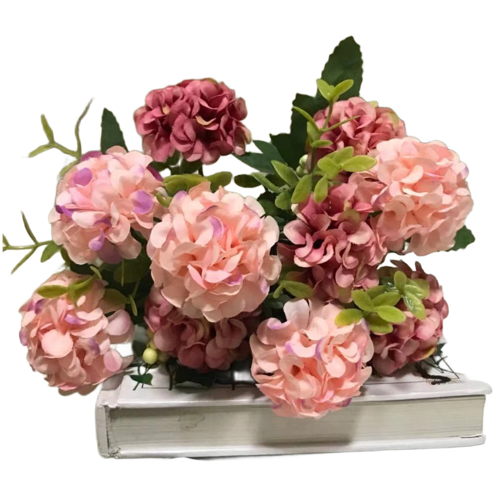European Style Wedding Silk Flower Bouquet Blue Pink Yellow White Green Rose Red