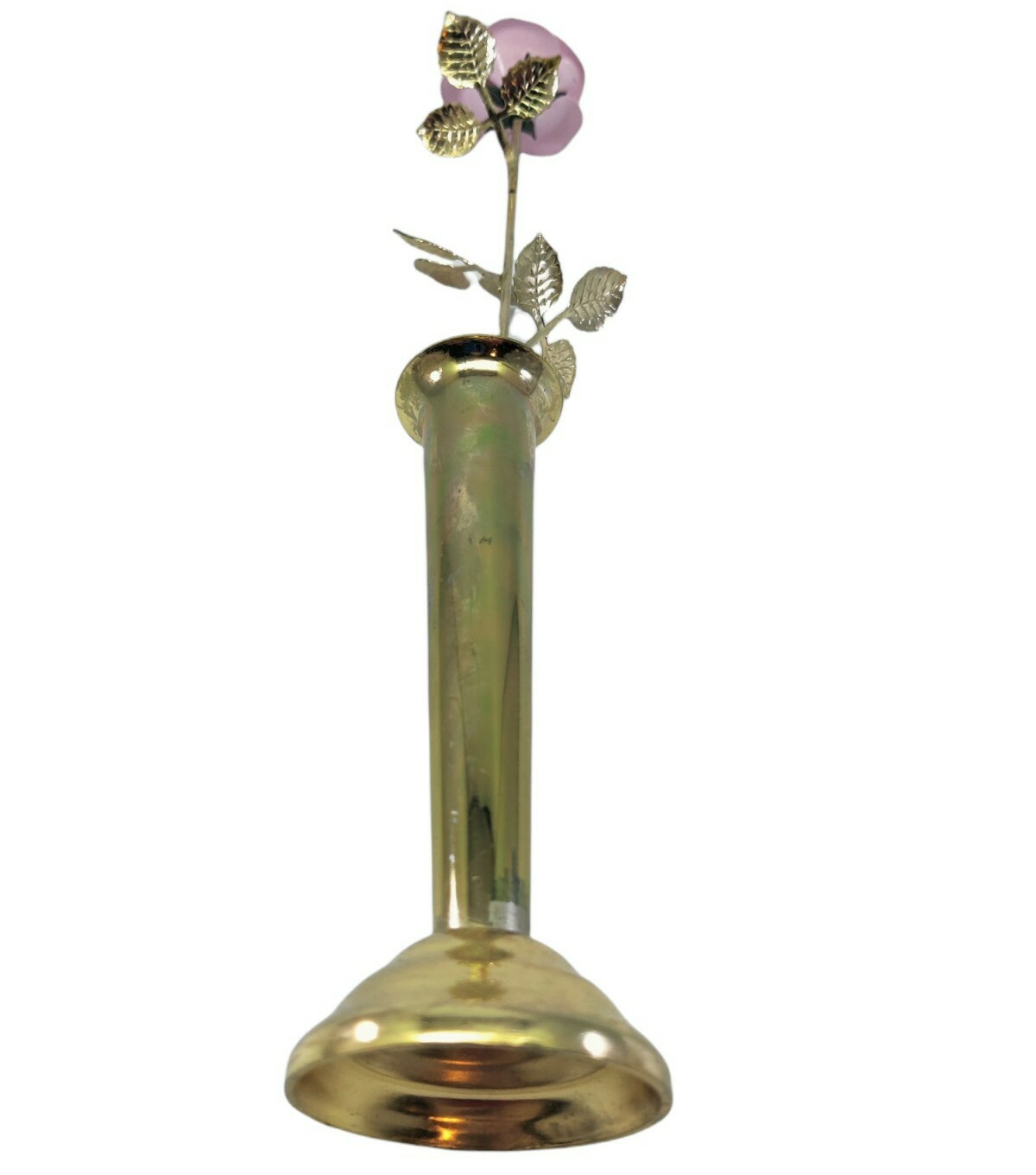 Vintage Mann Inc 1977 Enamel Flower Vase Pink Rose Eternal Bloom