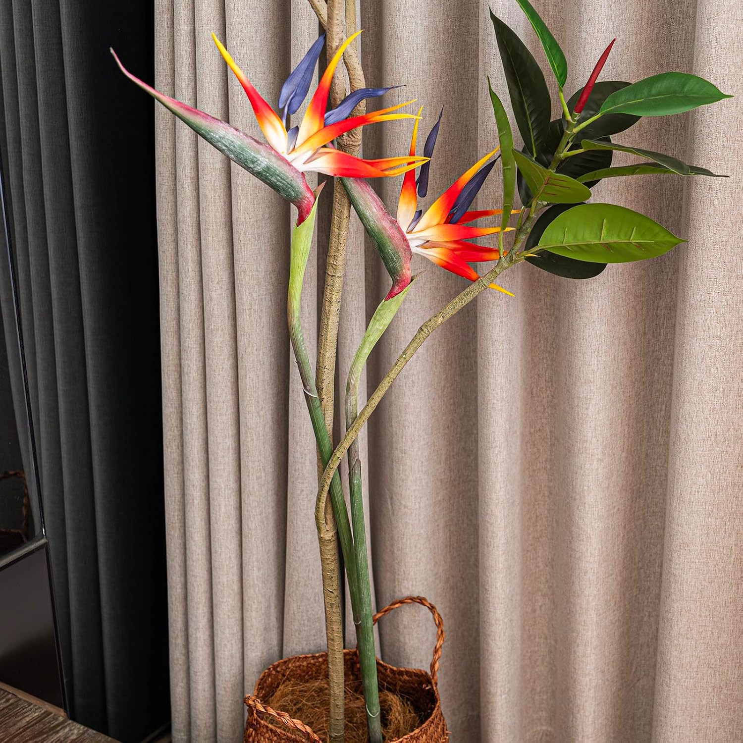 Artificial Flowers Bird of Paradise 37” Large Latex Fake Greenery Plants Long S