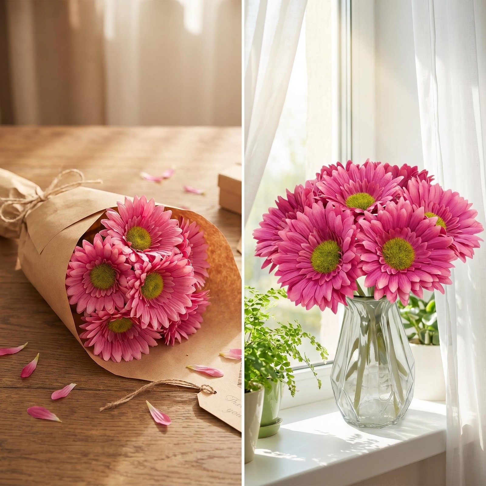 10PCS Artificial Daisy Artificial Flowers Gerbera Daisy Silk Flowers Faux Flo…