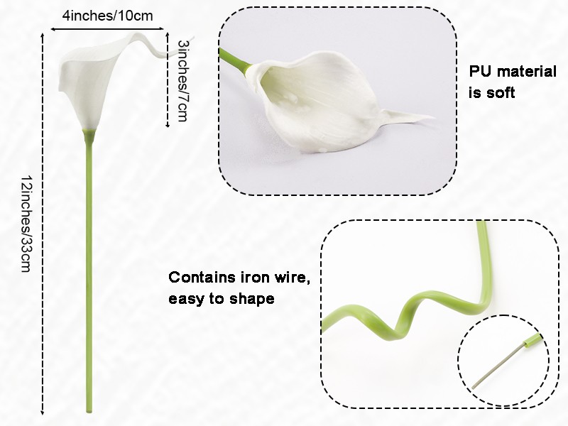12Pcs White Calla Lily Artificial Flowers for Wedding Bouquet | Faux Real Touch