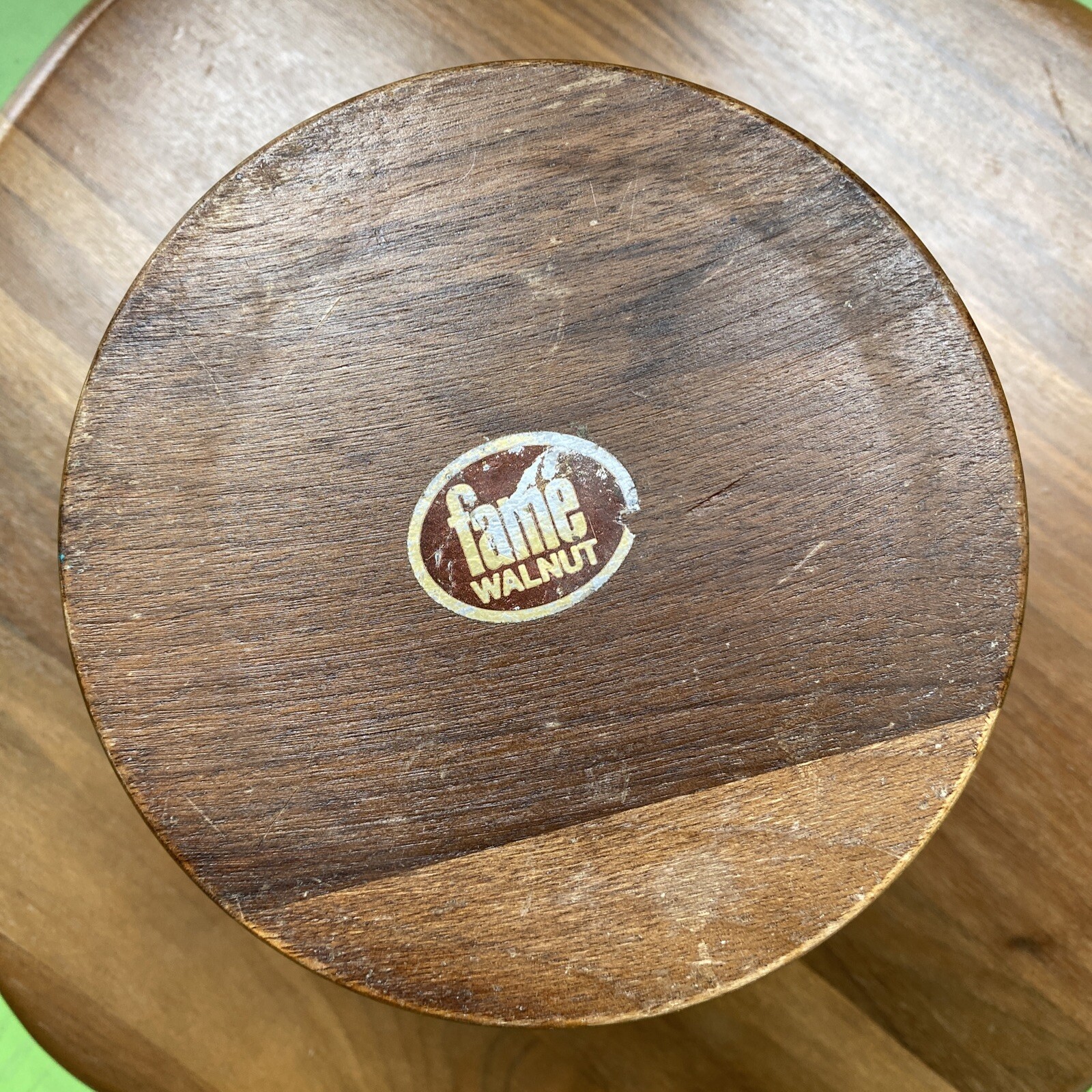 Vtg Wood Mcm Lazy Susan 13″ Turn Table Fame Walnut Retro Kitsch Boho Spinning