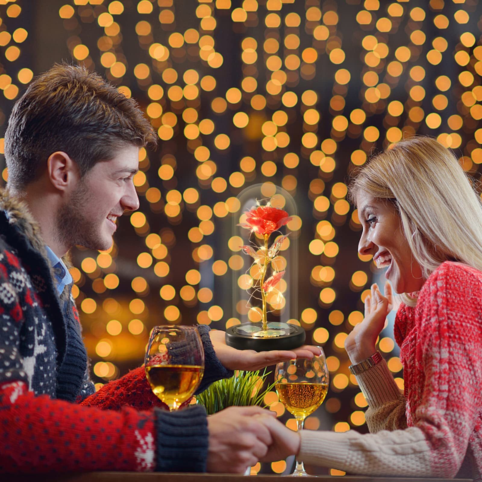 Eternal Forever Galaxy Rose Flower In Glass Dome LED Light Valentine’s Day Gift