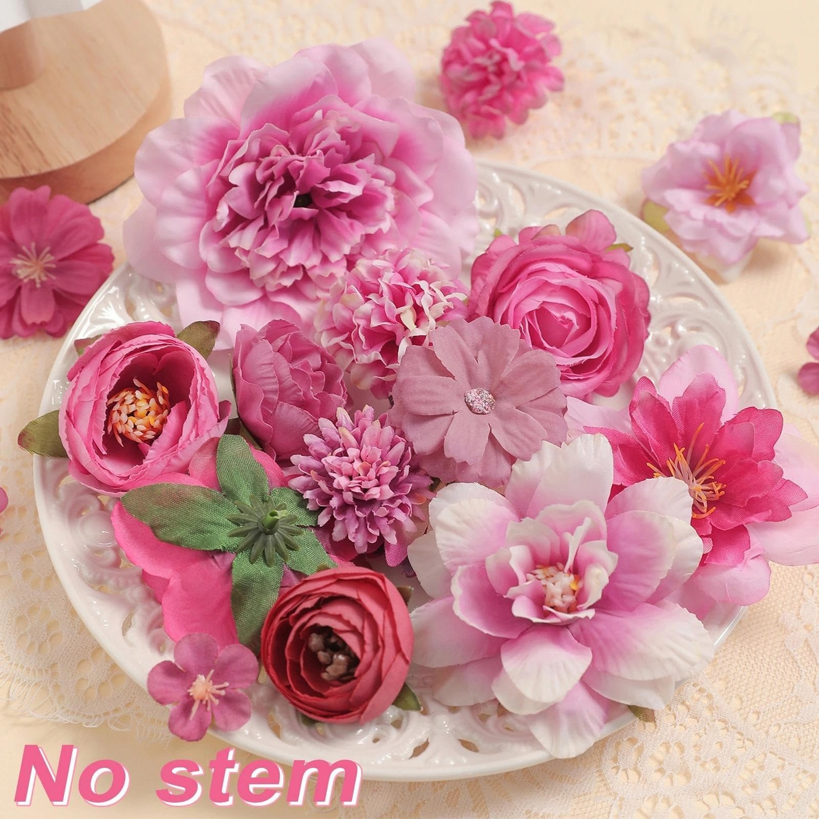 Artificial Flowers Heads Combo Rose Red Flowers Mix Silk Flowers Heads Pink B…