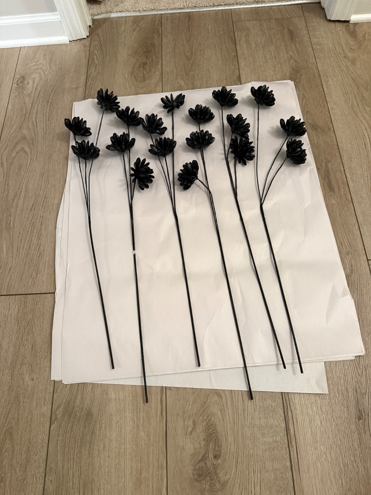 Black Daisy Beaded Flowers Long Stem