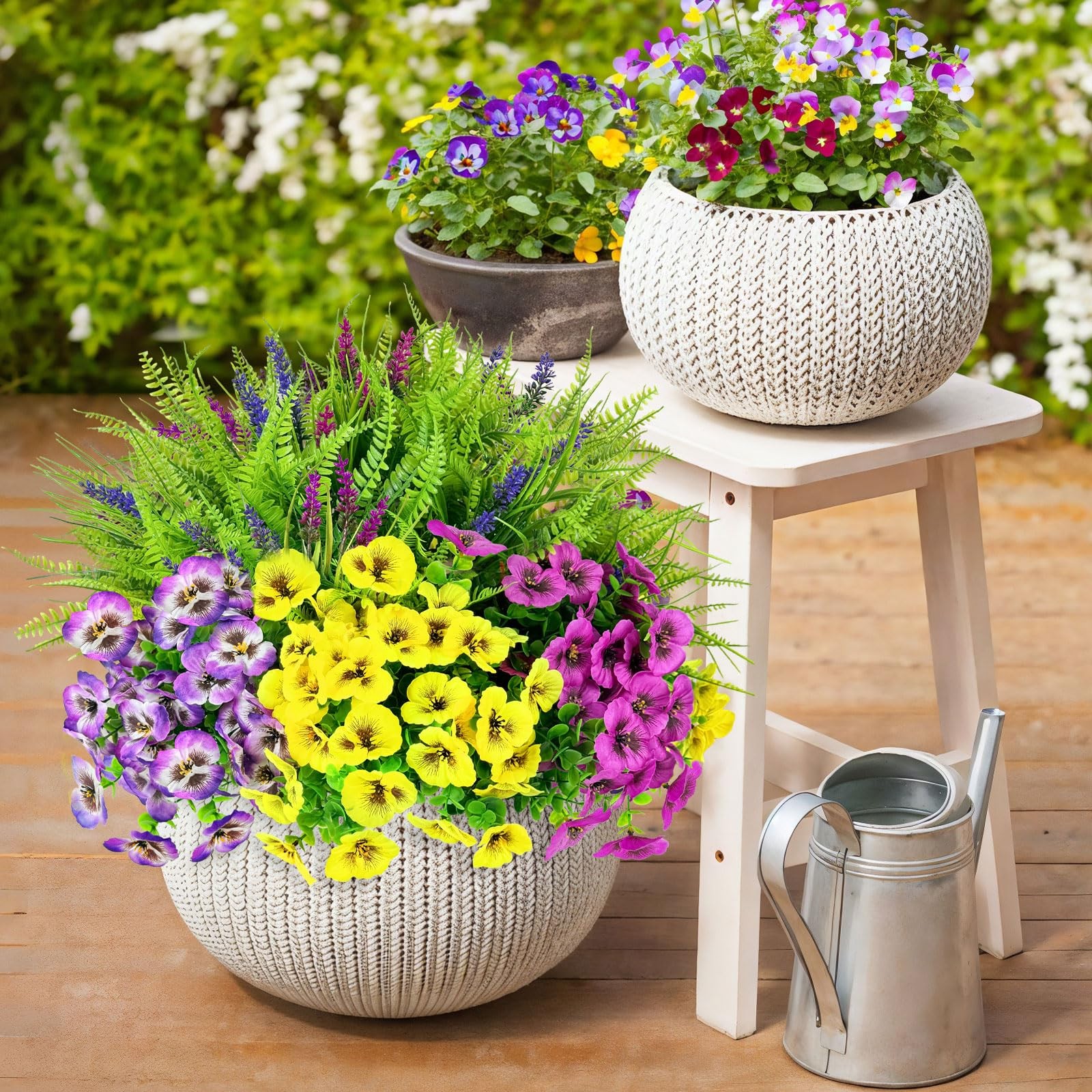 20 Bundles Artificial Flowers Fake Plants for Outdoors Decor-3 Colors