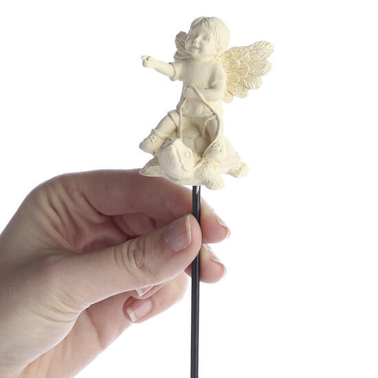 Group of 4 Sweet Resin Angel Boy on Turtle Picks for Fairy Gardens