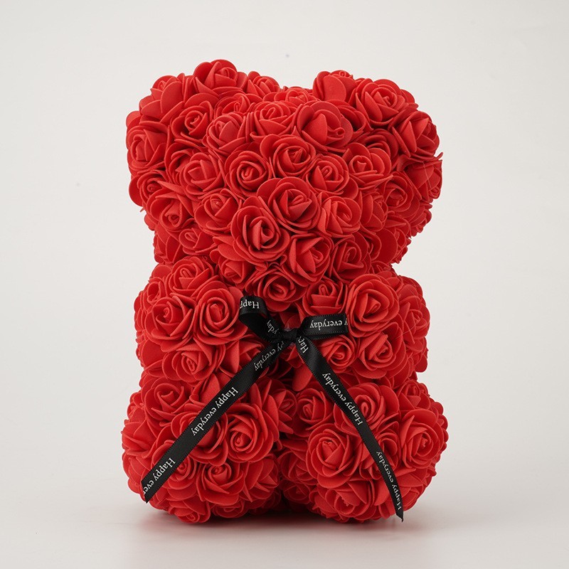 Rose Bear Gift with Box 25cm Romantic Foam Rose Teddy Bear for Her Unique Gift