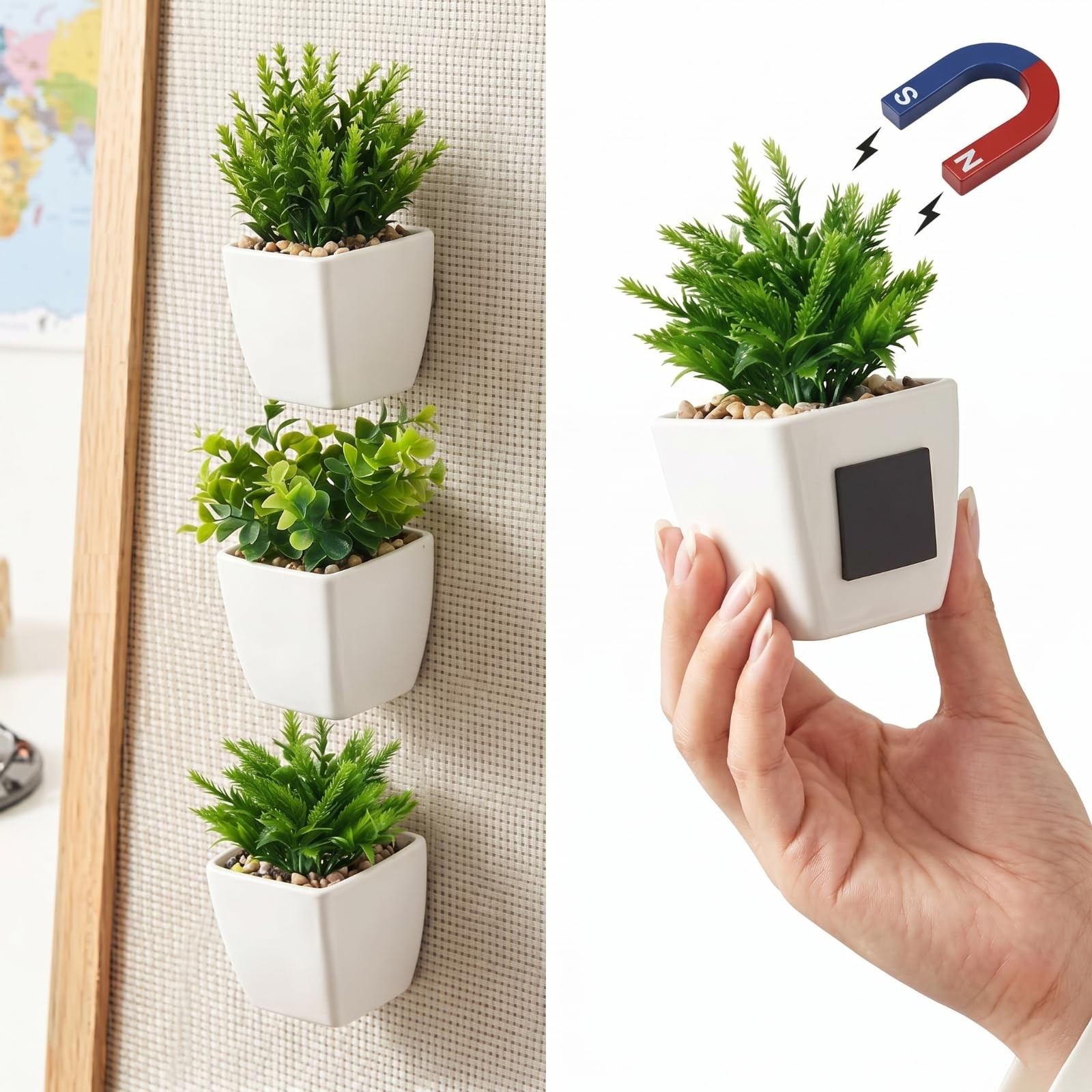 3 Pcs Magnetic Plants Classroom Decor Artificial Potted Potted Greenery Mini …