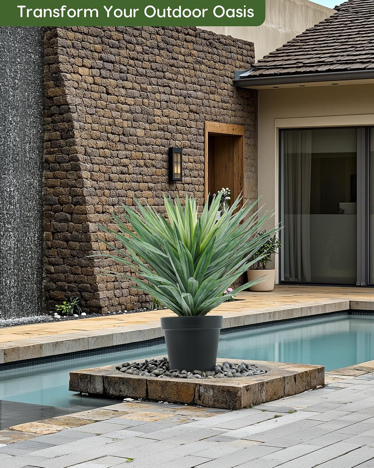 Large Artificial Agave Plant in Pot – 27″ Tall, 126 Leaves