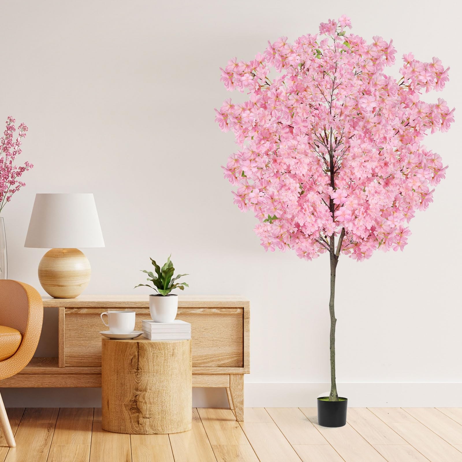 6Ft Tall Cherry Blossom Artificial Tree,Fake Pink Cherry Blossom Tree,Lifelik…