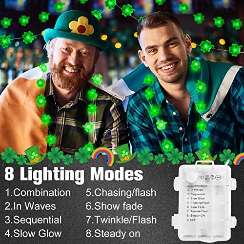 St Patricks Day Decorations 3D13Ft 50LED Shamrock String Light, St Green