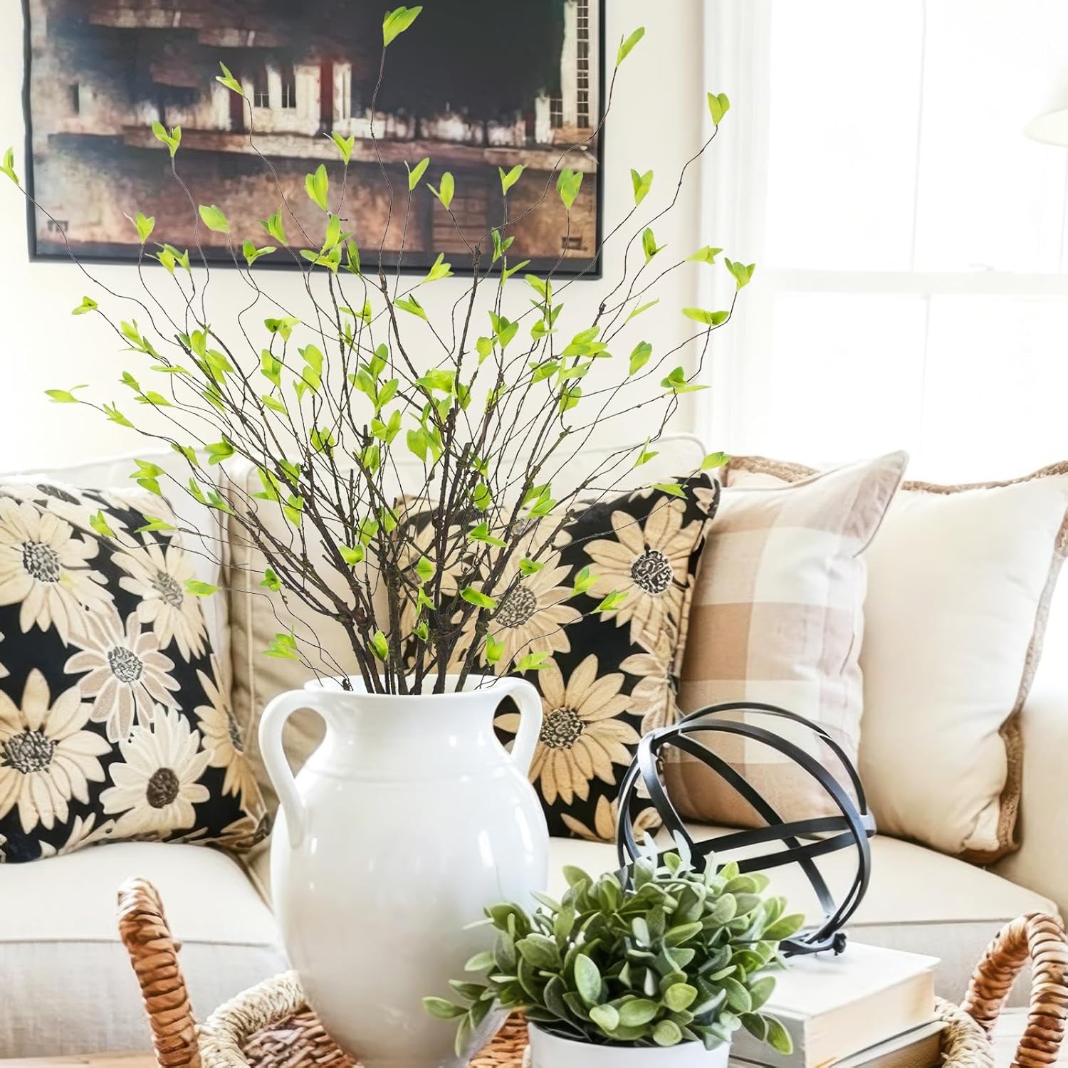 6Pcs Artificial Greenery Branches 41 Inch Faux Greenery Stems for Vase Fake