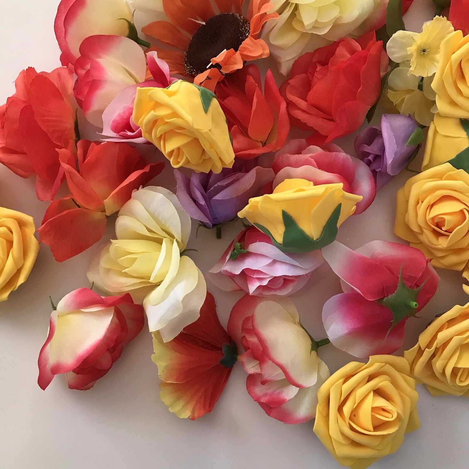 LOT 40 Faux Flowers CRAFT Deconstructed Flowers Fake Rose Foam Fabric Wreath