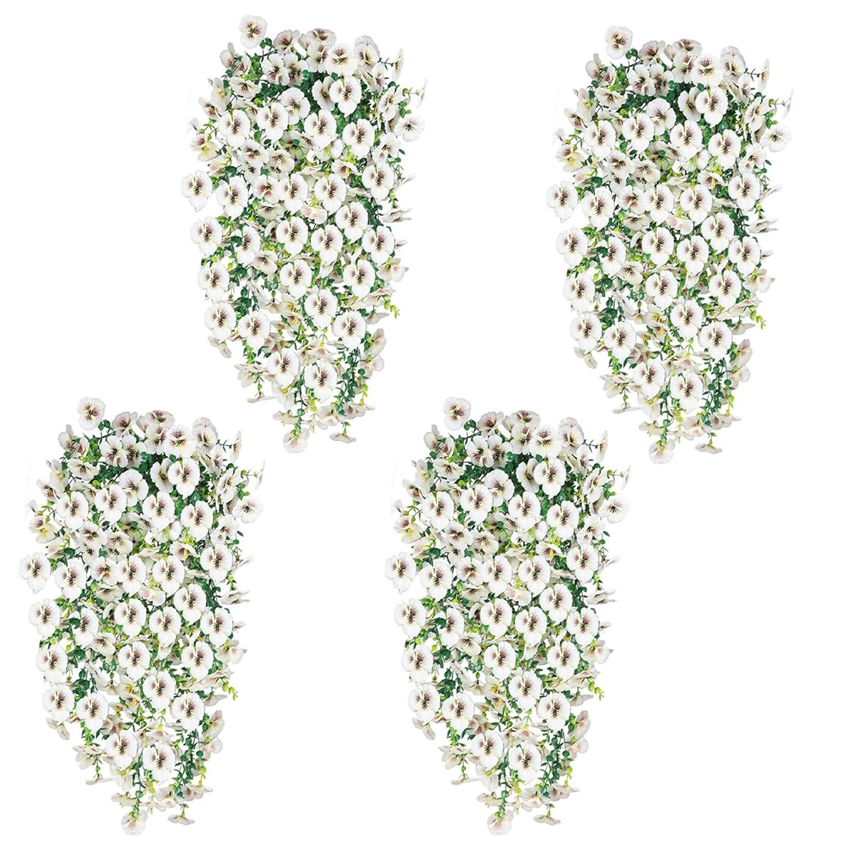 4Pcs Artificial Hanging Flowers UV Resistant Faux Plant for Outdoor Indoor Decor