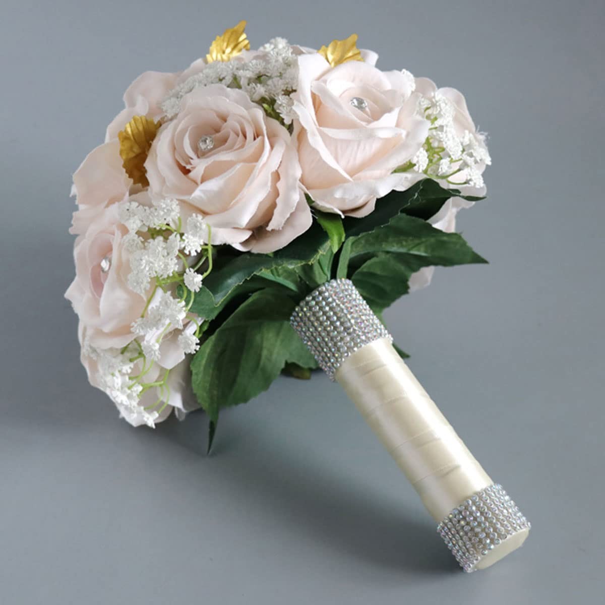 S_SSOY Wedding Bouquet for Bride Bridesmaid Champagne Silk Rose Bouquet for W…